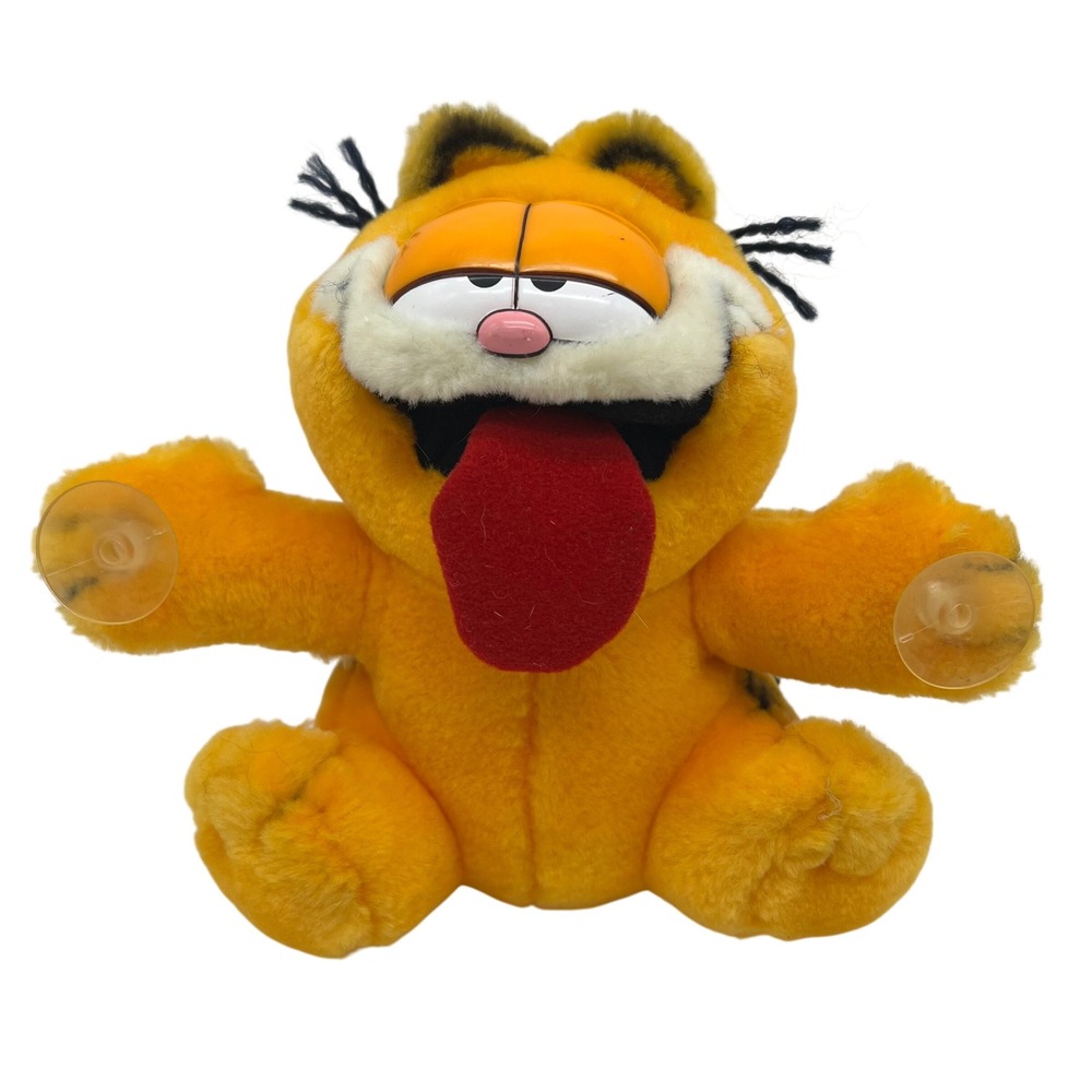 Garfield Cat Tongue Out Window Cling Plush 24K Polar Puff Plastic Eyes VTG 1996